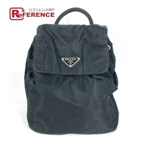 Prada Triangle Logo Plat Backpack Black Nylon